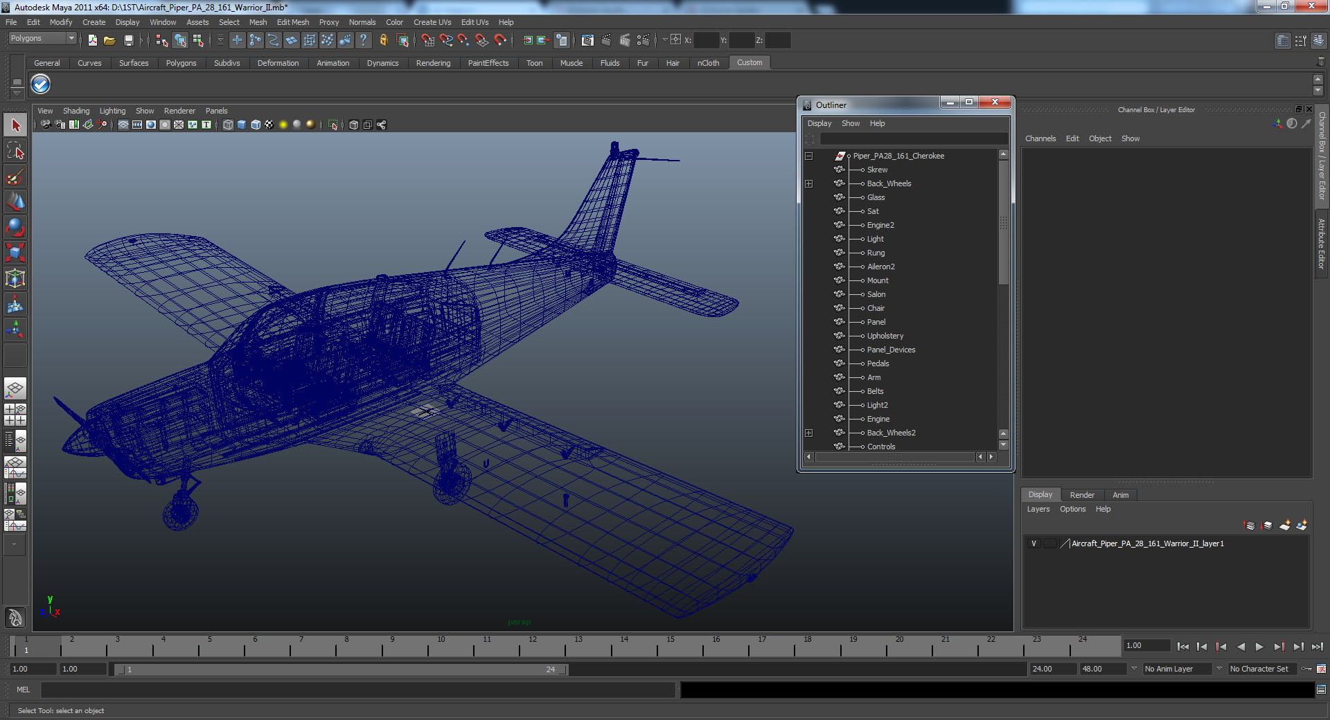 3D model Aircraft Piper PA 28 161 Warrior II