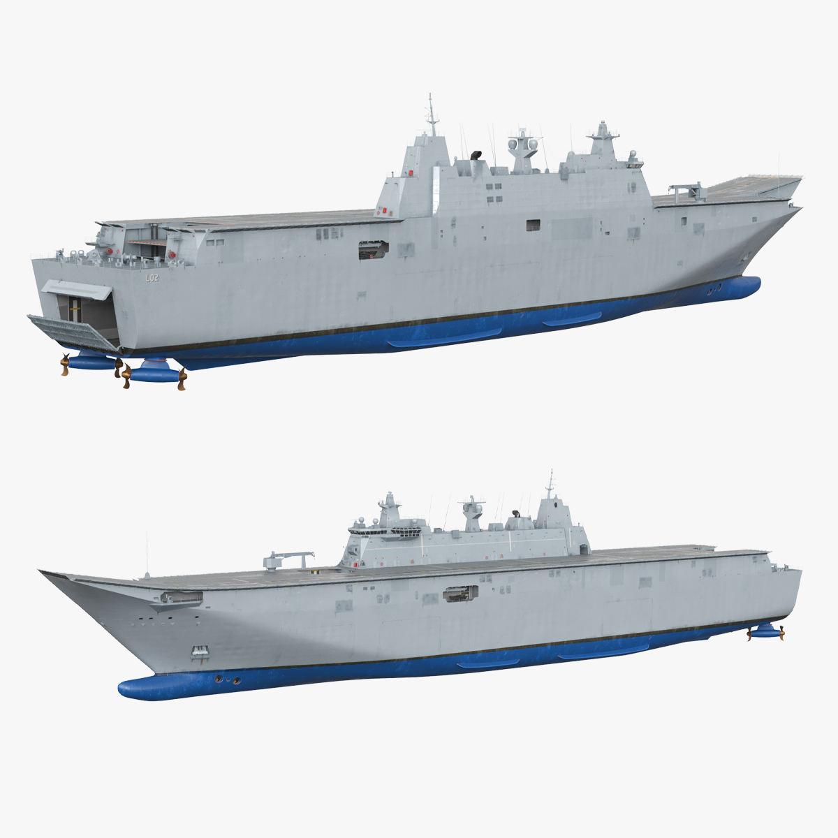 HMAS Canberra L02 Landing Helicopter Dock - Gray · Rigged