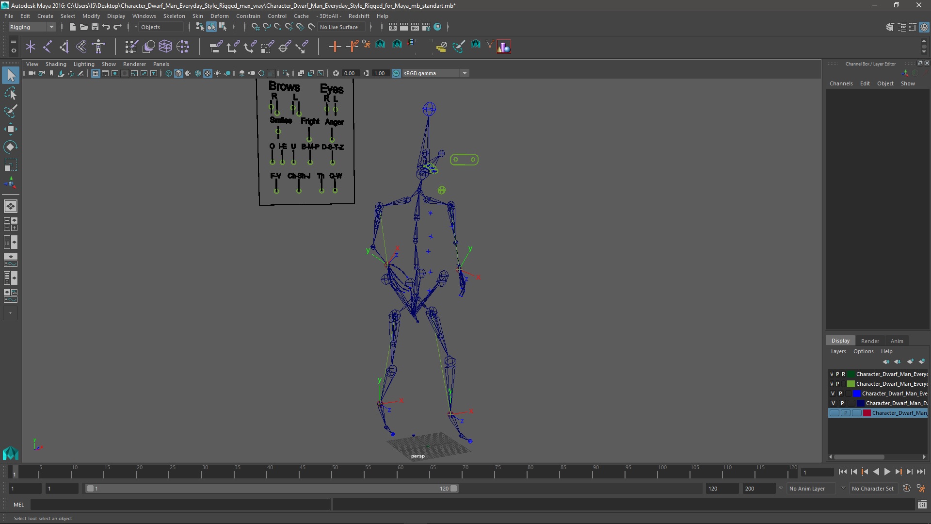 3D model Character Dwarf Man Everyday Style Rigged for Maya