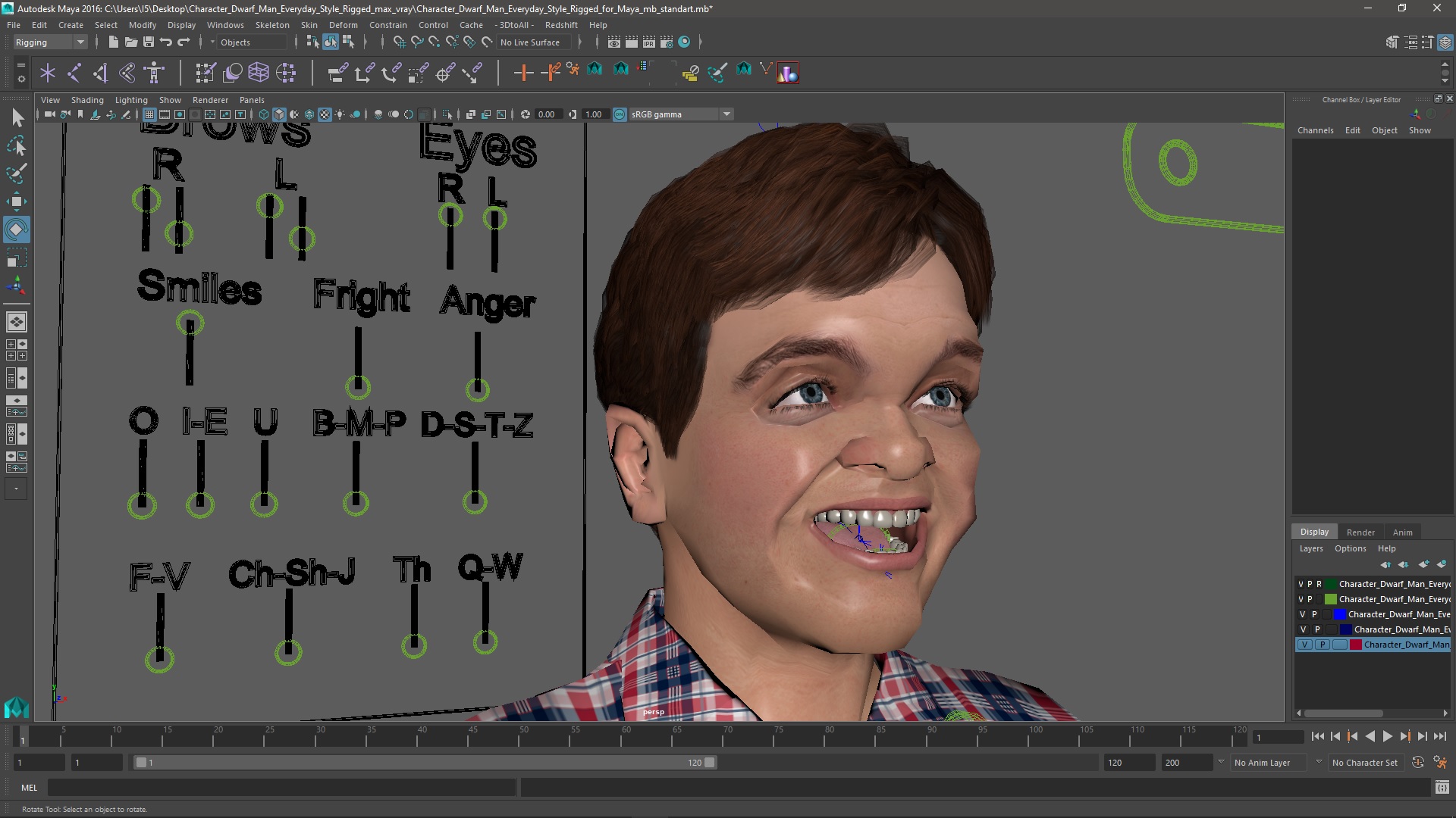 3D model Character Dwarf Man Everyday Style Rigged for Maya