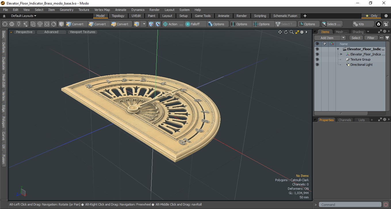 3D model Elevator Floor Indicator Brass