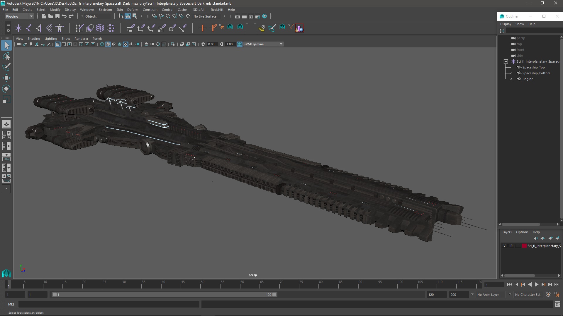 Sci fi Interplanetary Spacecraft Dark 3D