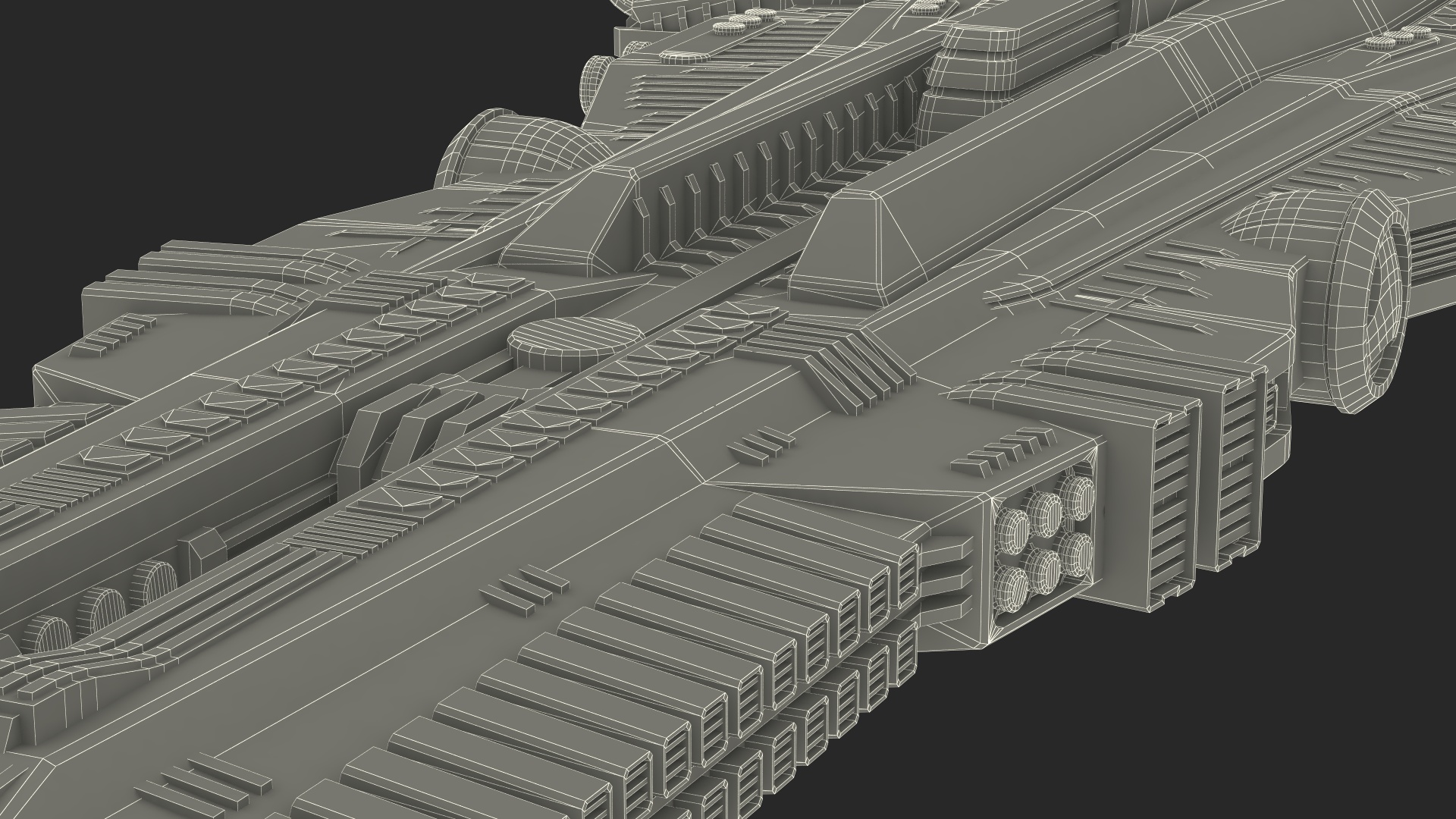 Sci fi Interplanetary Spacecraft Dark 3D