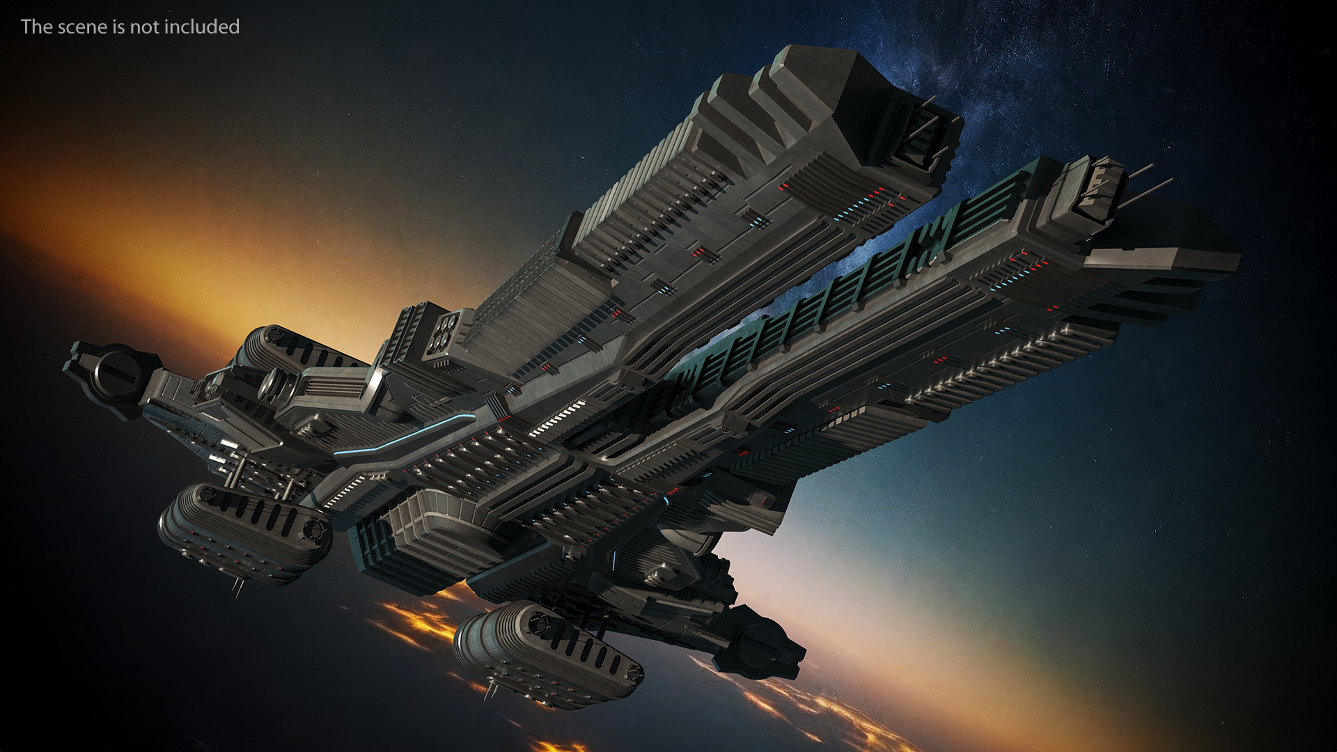 Sci fi Interplanetary Spacecraft Dark 3D