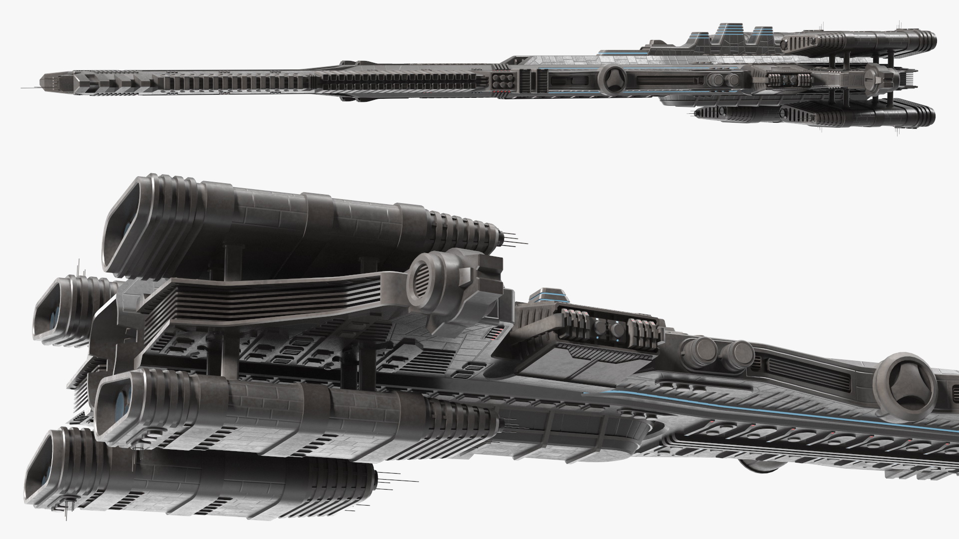 Sci fi Interplanetary Spacecraft Dark 3D