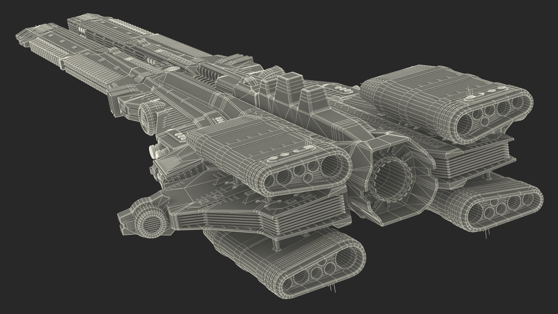 Sci fi Interplanetary Spacecraft Dark 3D