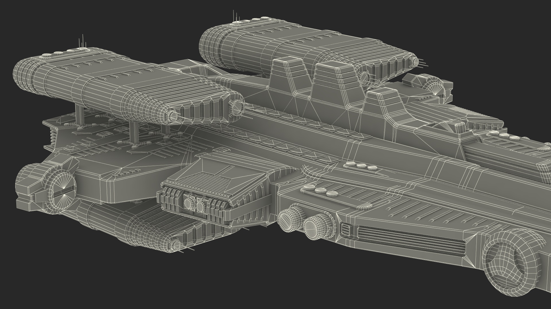 Sci fi Interplanetary Spacecraft Dark 3D