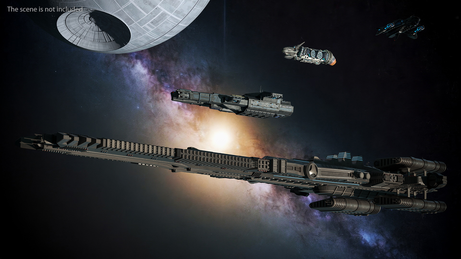 Sci fi Interplanetary Spacecraft Dark 3D