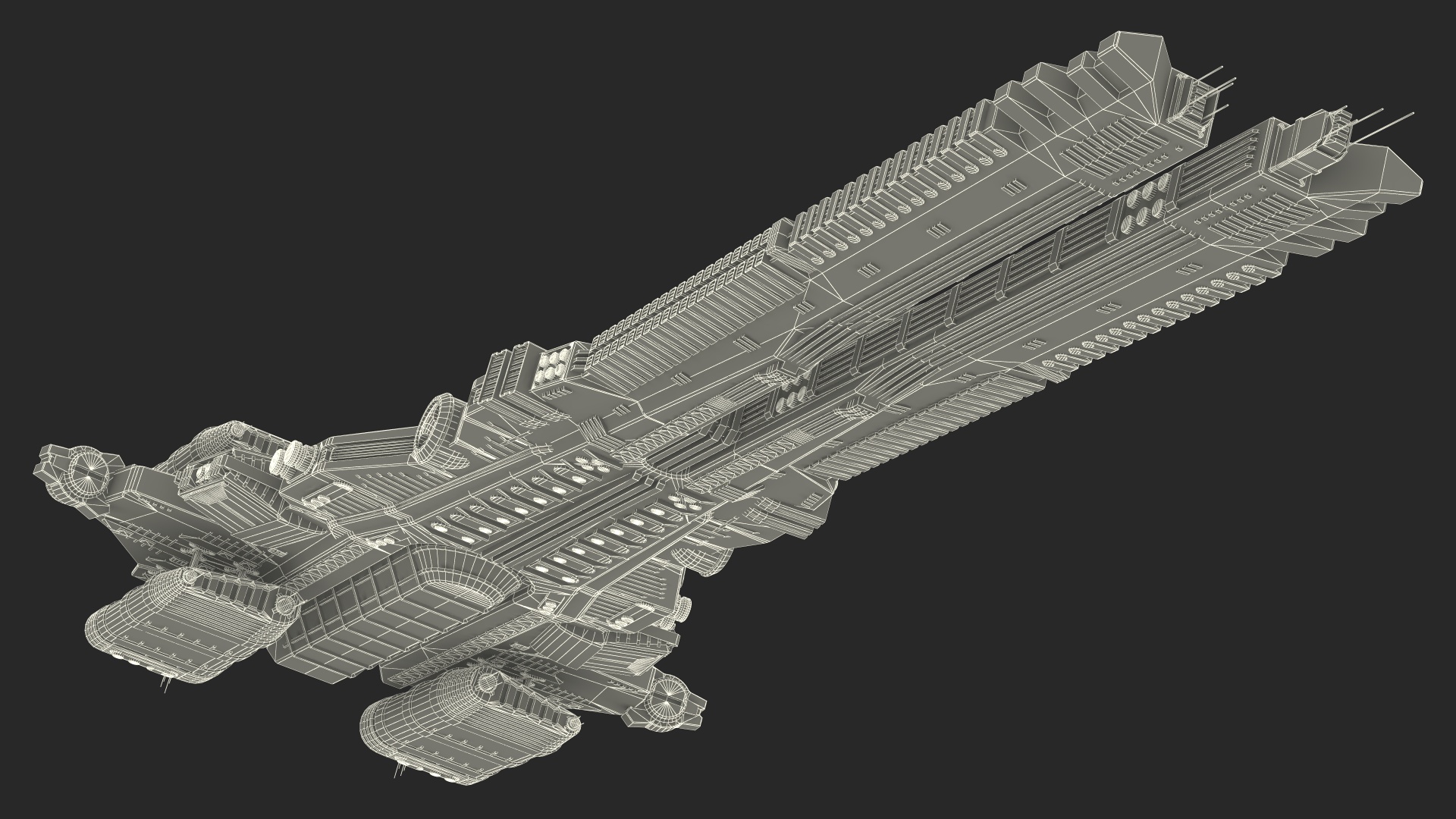 Sci fi Interplanetary Spacecraft Dark 3D