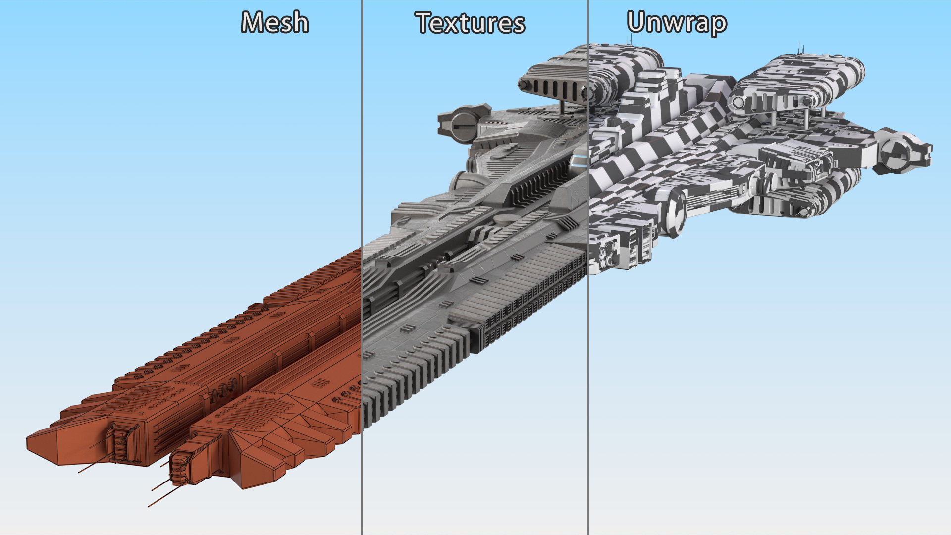 Sci fi Interplanetary Spacecraft Dark 3D