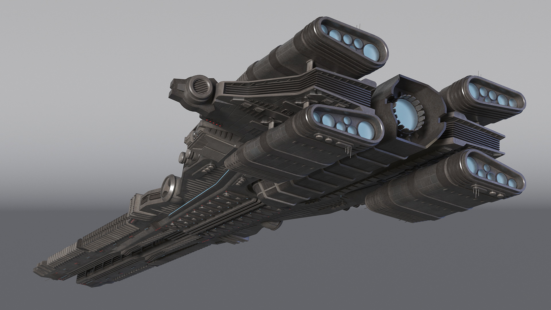 Sci fi Interplanetary Spacecraft Dark 3D
