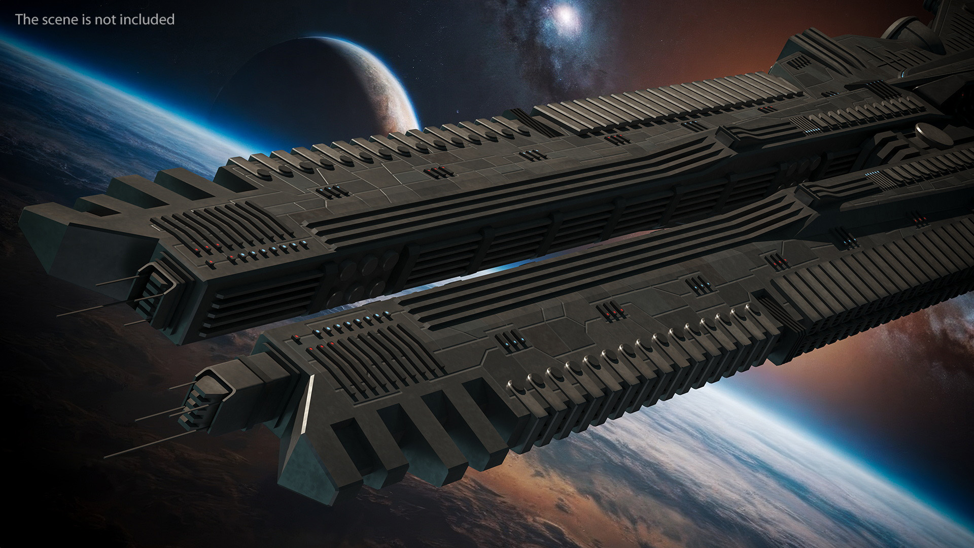 Sci fi Interplanetary Spacecraft Dark 3D