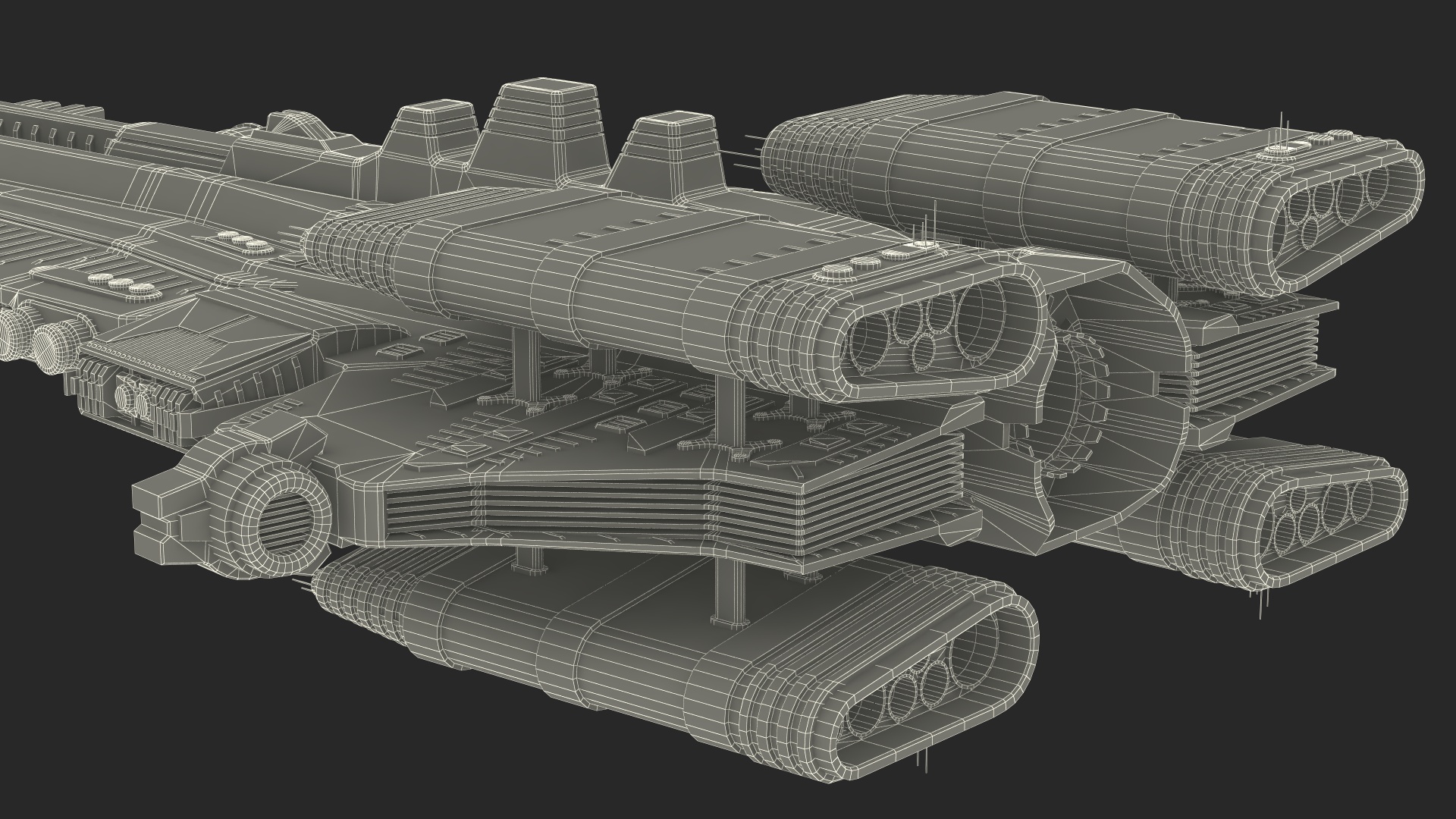 Sci fi Interplanetary Spacecraft Dark 3D