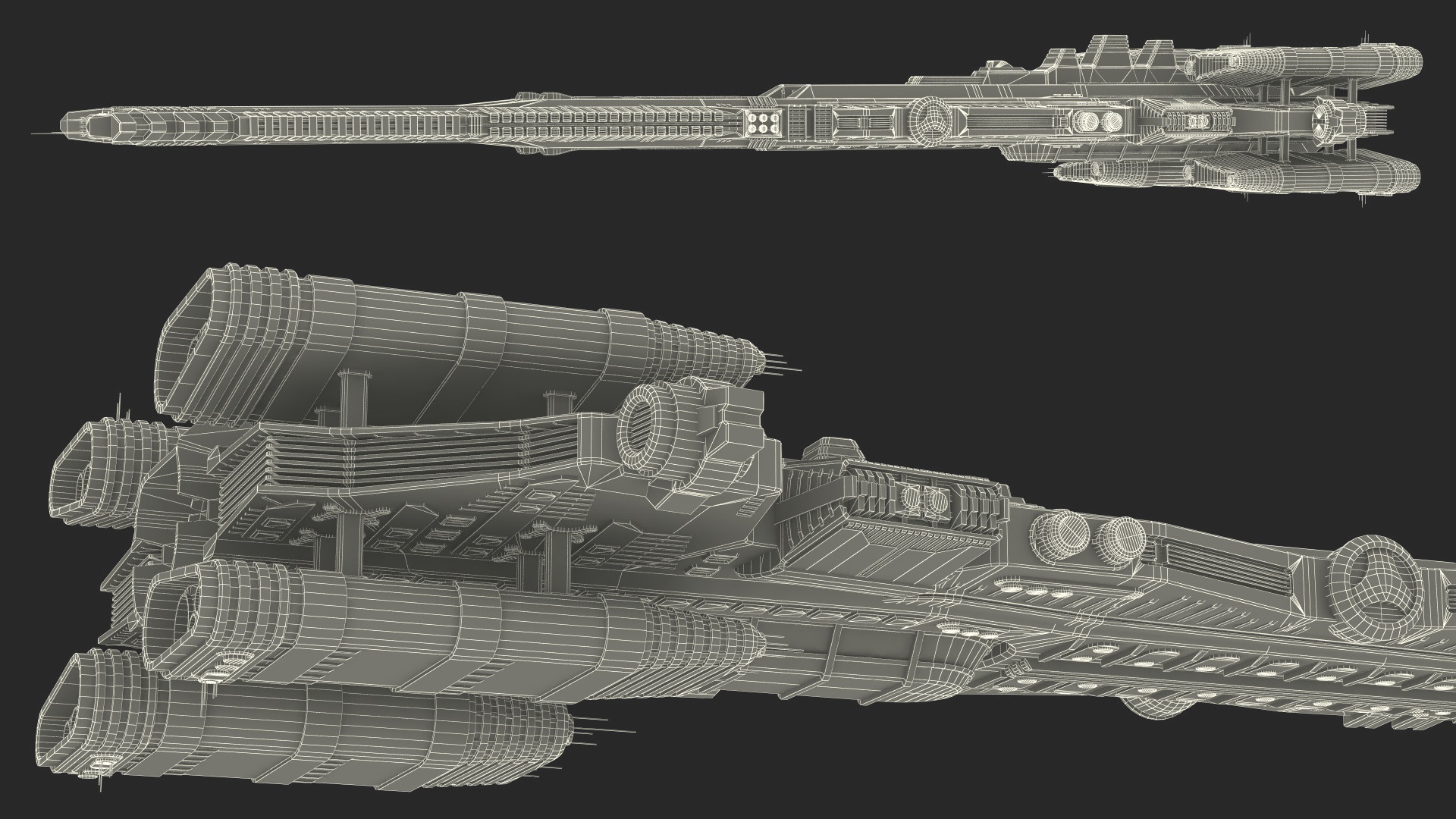 Sci fi Interplanetary Spacecraft Dark 3D