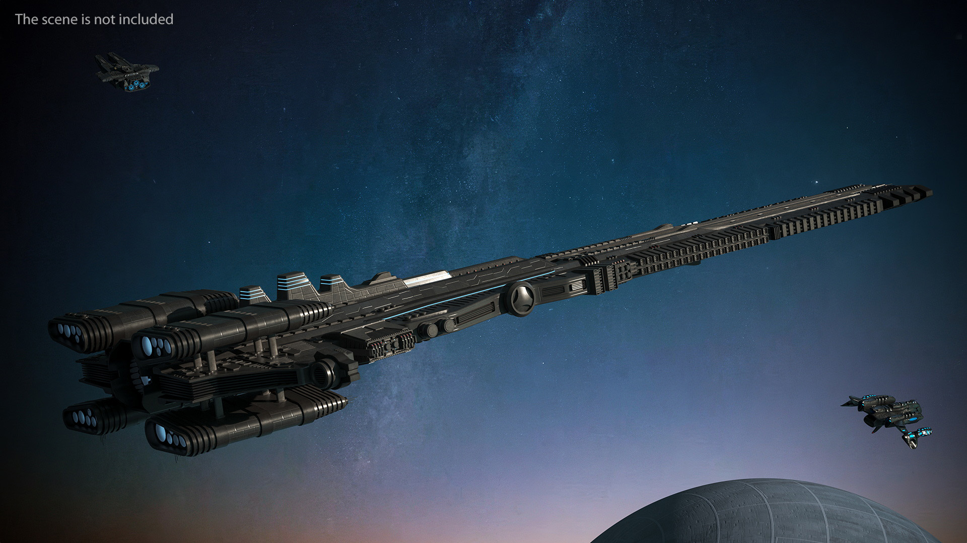 Sci fi Interplanetary Spacecraft Dark 3D