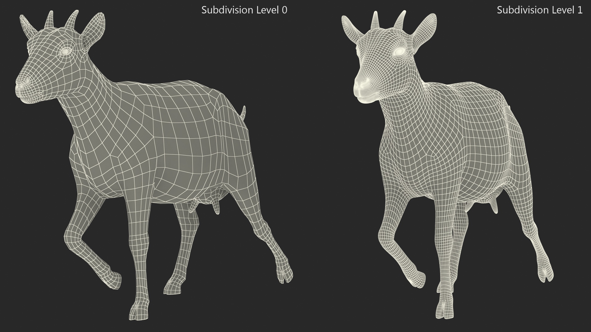 Walking Goat Black-White 3D model