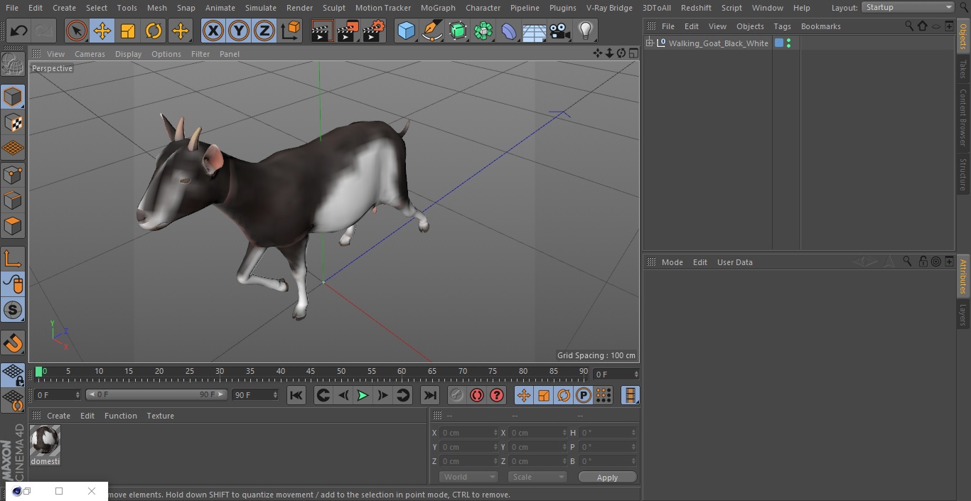 Walking Goat Black-White 3D model