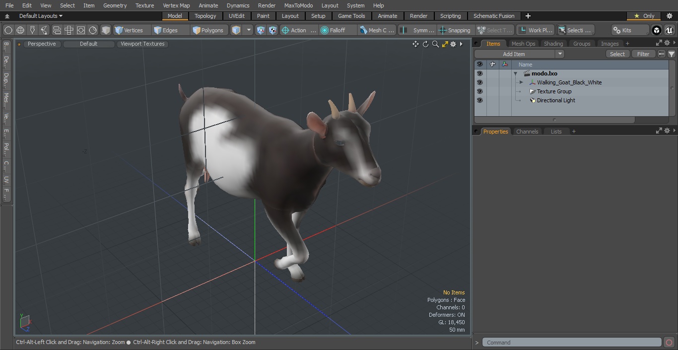 Walking Goat Black-White 3D model