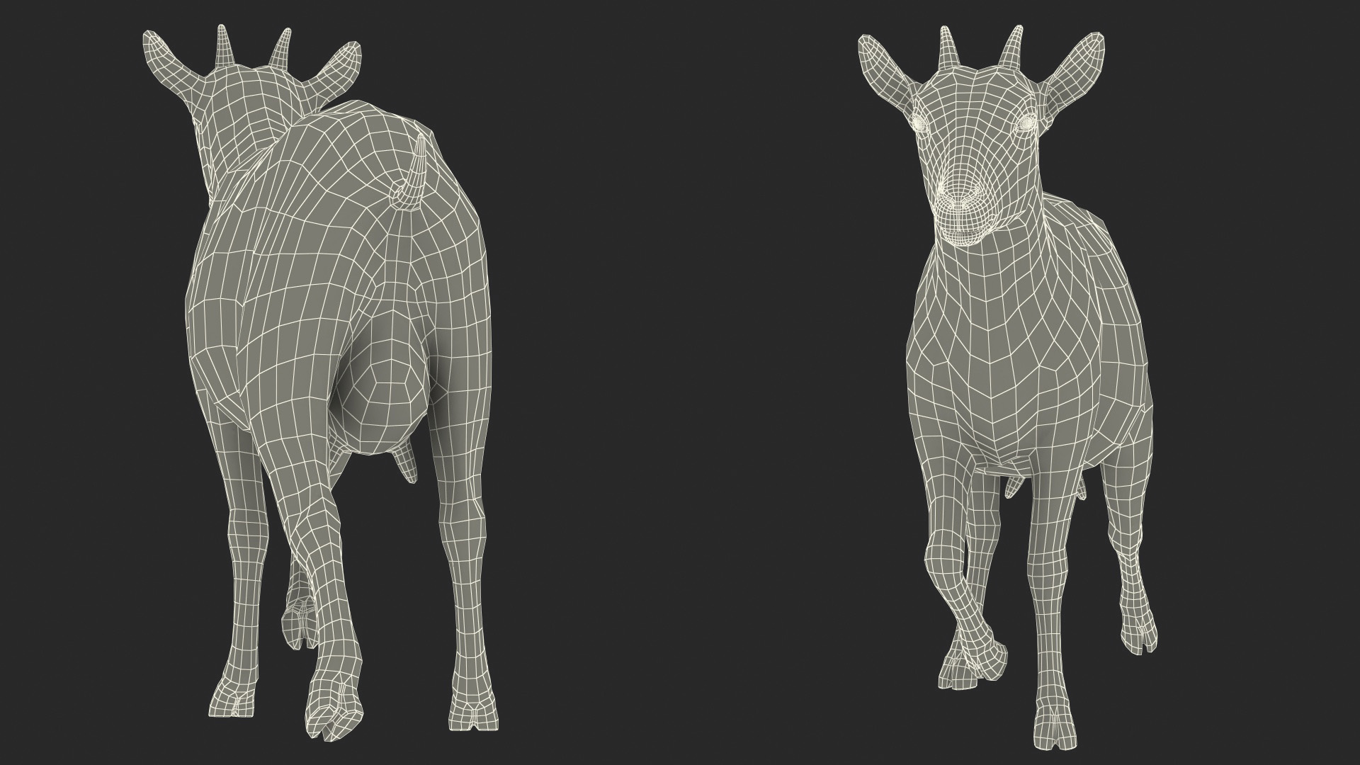 Walking Goat Black-White 3D model