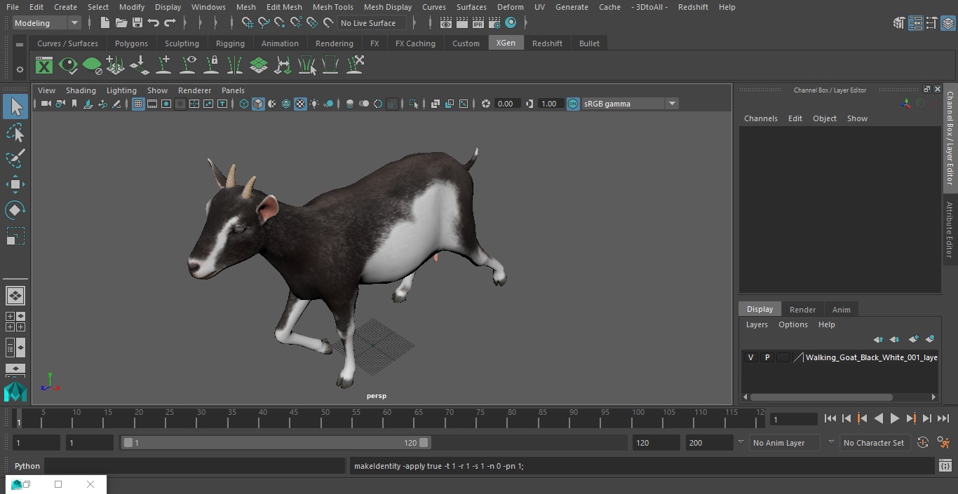 Walking Goat Black-White 3D model