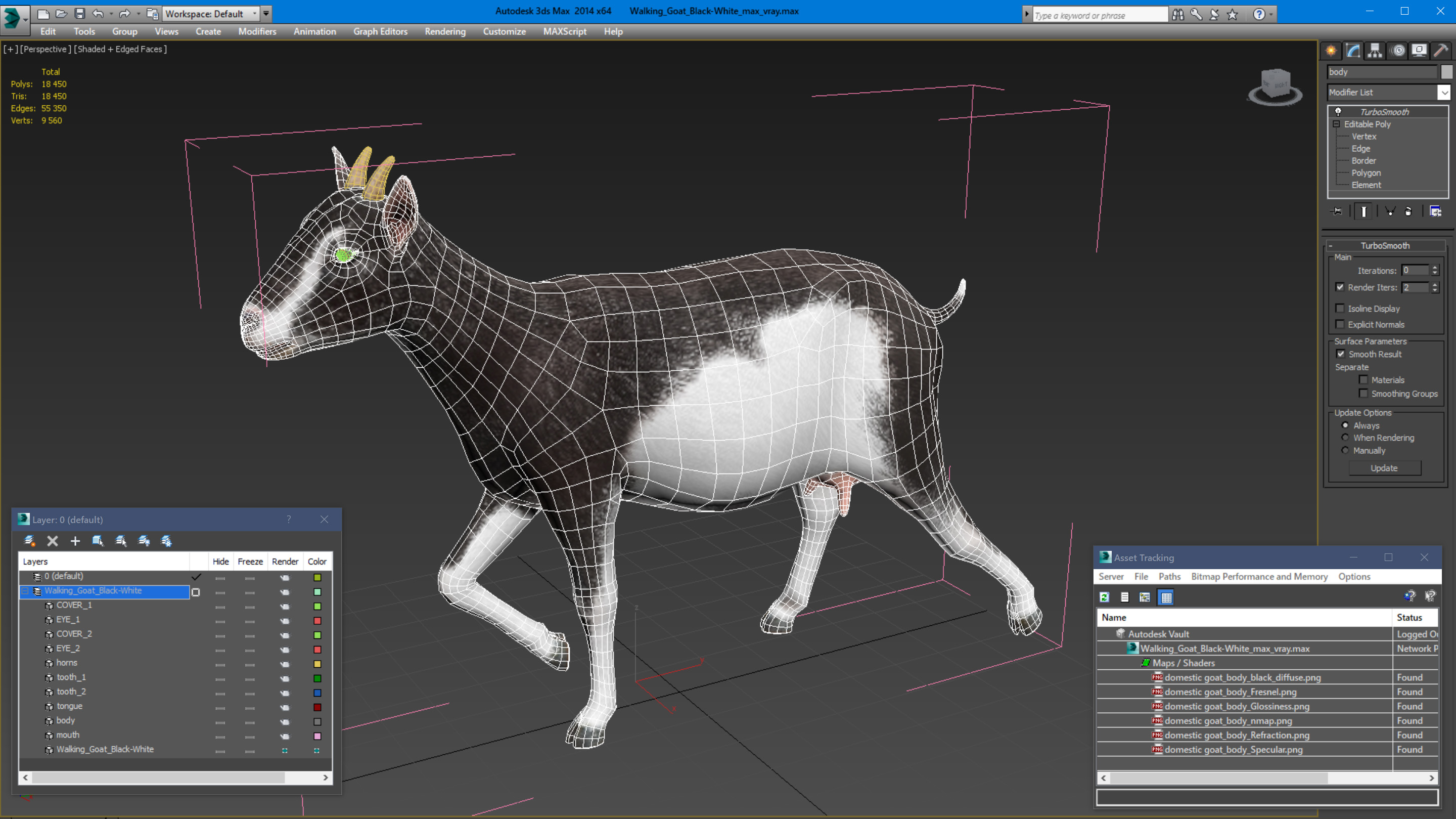 Walking Goat Black-White 3D model