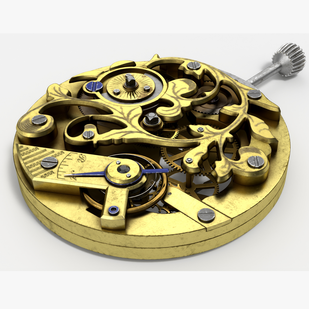 3D Vintage Watch Movement Mechanism Rigged for Cinema 4D model