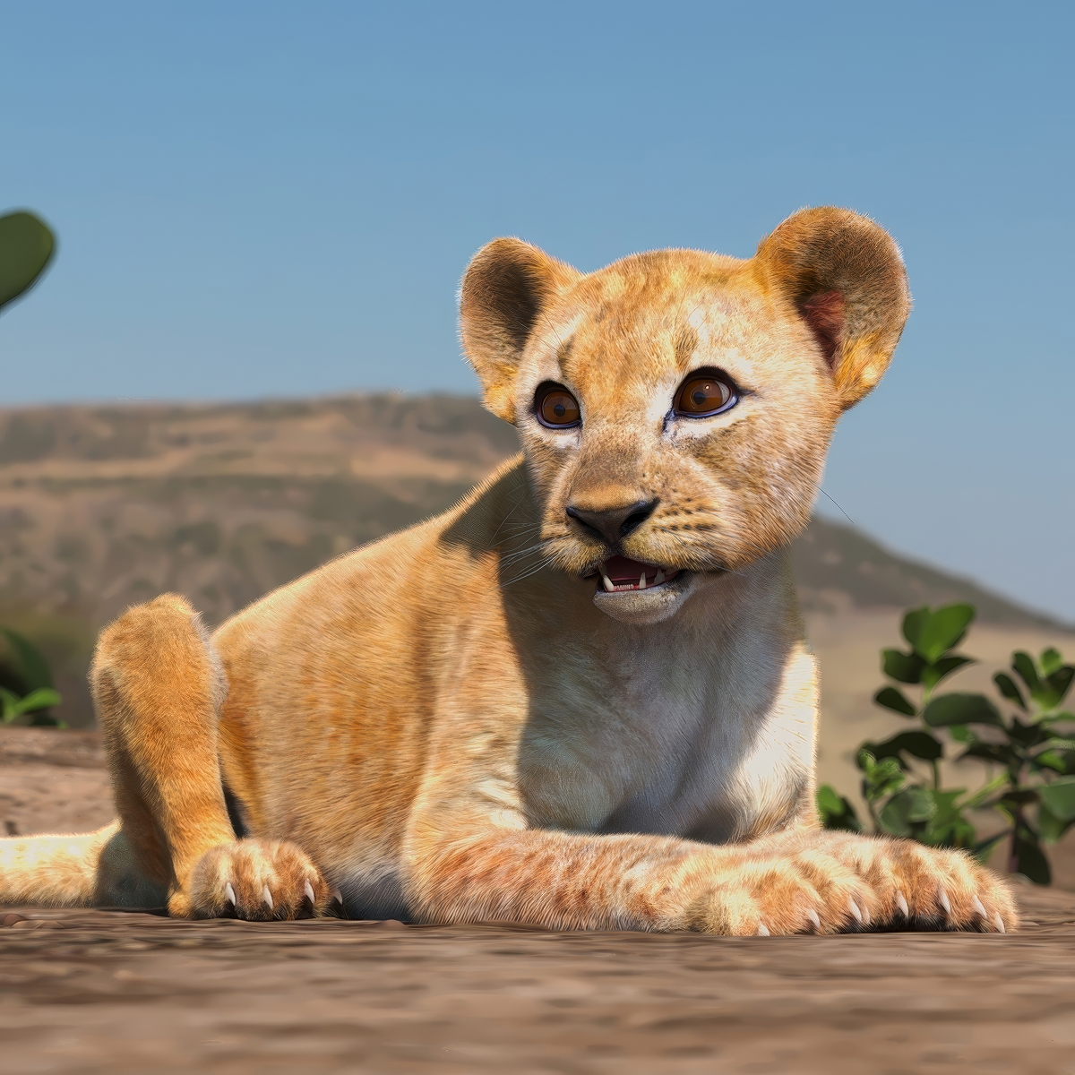 Lion Cub Fur Rigged 3D model