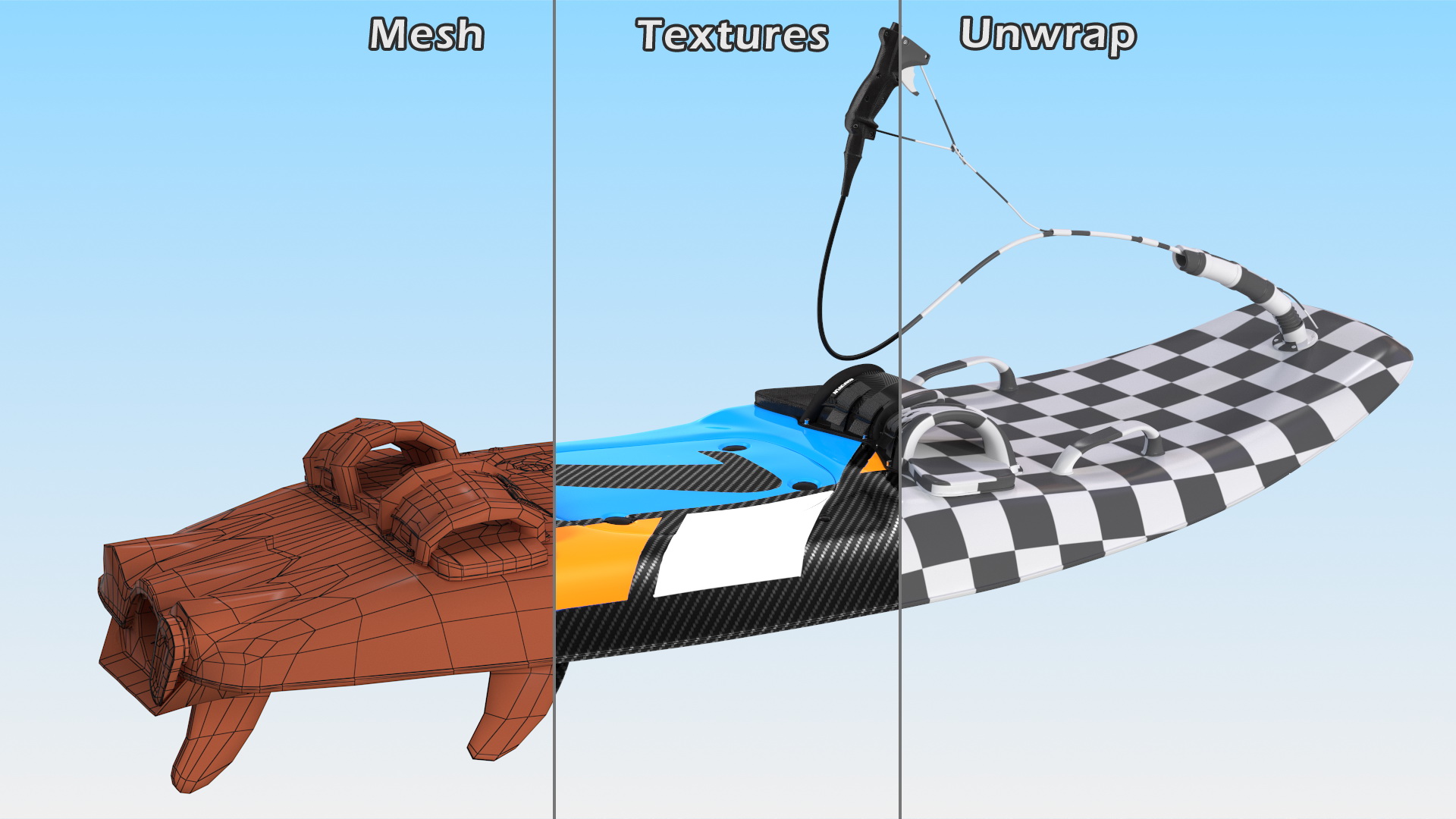 3D Motorised Carbon Fiber Surfboard Jet Surf Blue