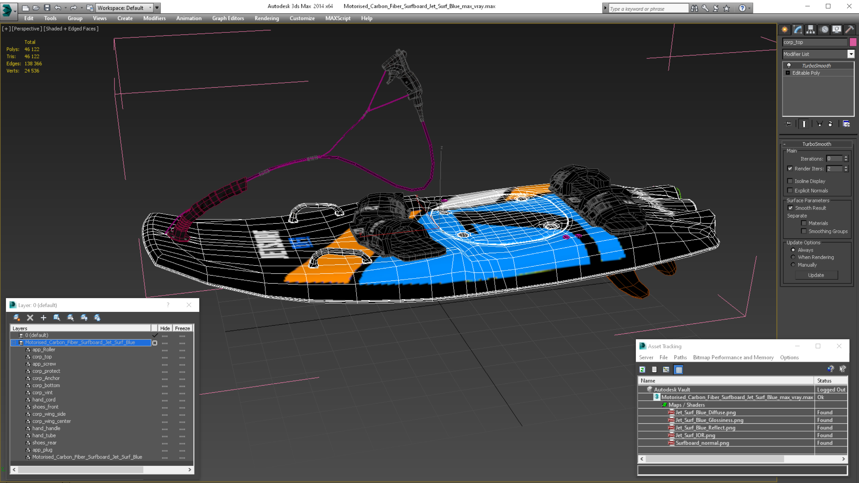 3D Motorised Carbon Fiber Surfboard Jet Surf Blue