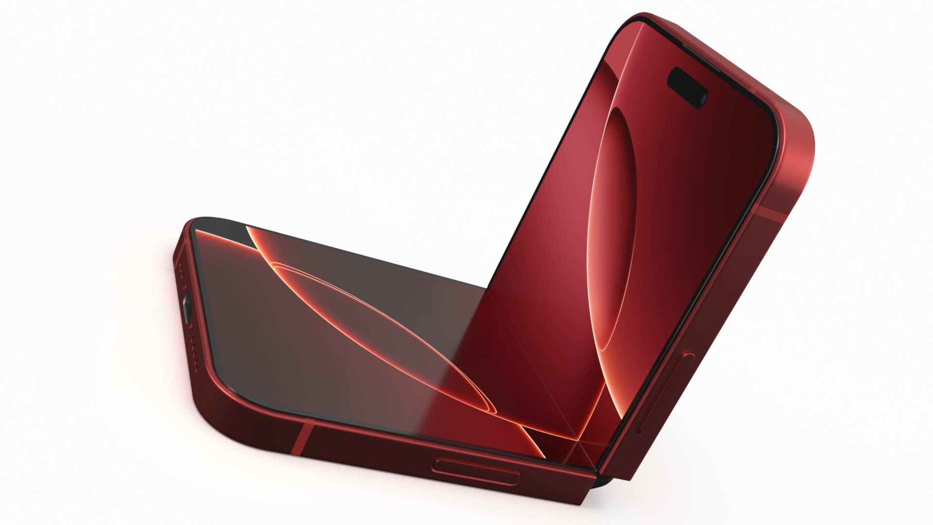 3D iPhone Flip Bent Crimson Red model