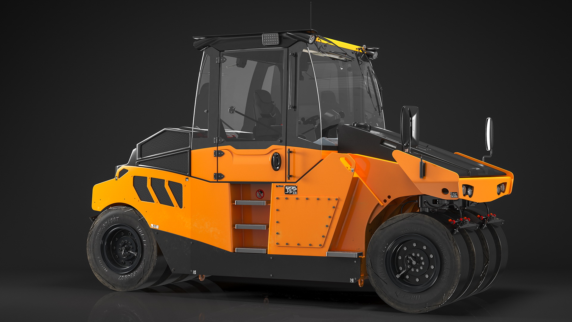 3D model Pneumatic Tyred Roller Compactor Dusty Rigged