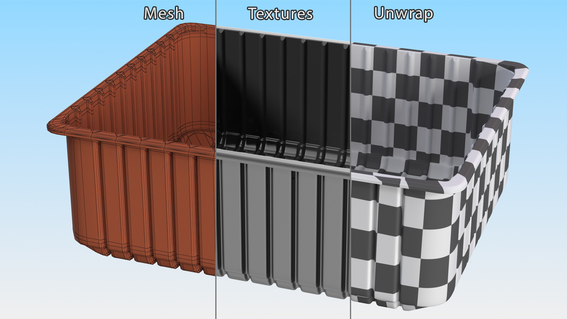 3D Plastic Food Storage without Lid Black 32x26cm