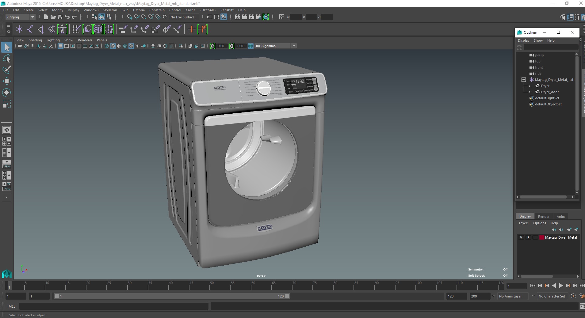 3D Maytag Dryer Metal model
