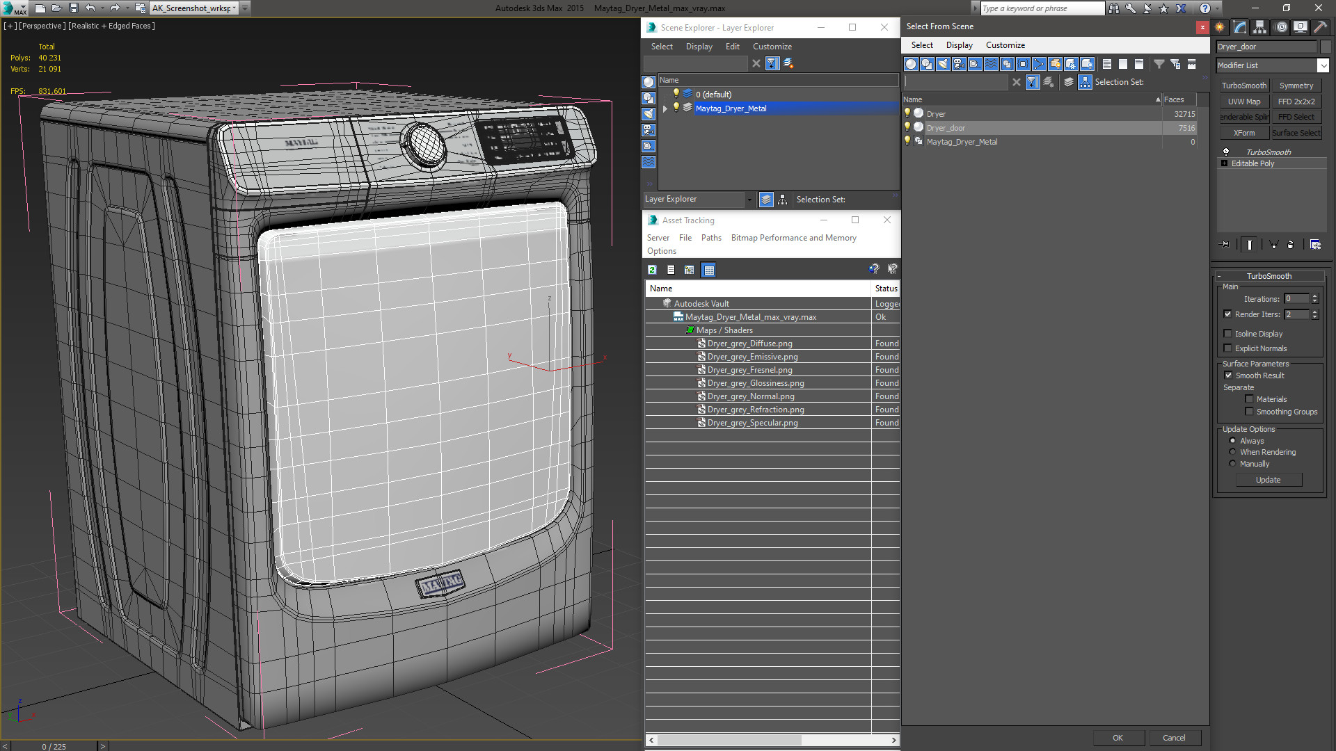 3D Maytag Dryer Metal model