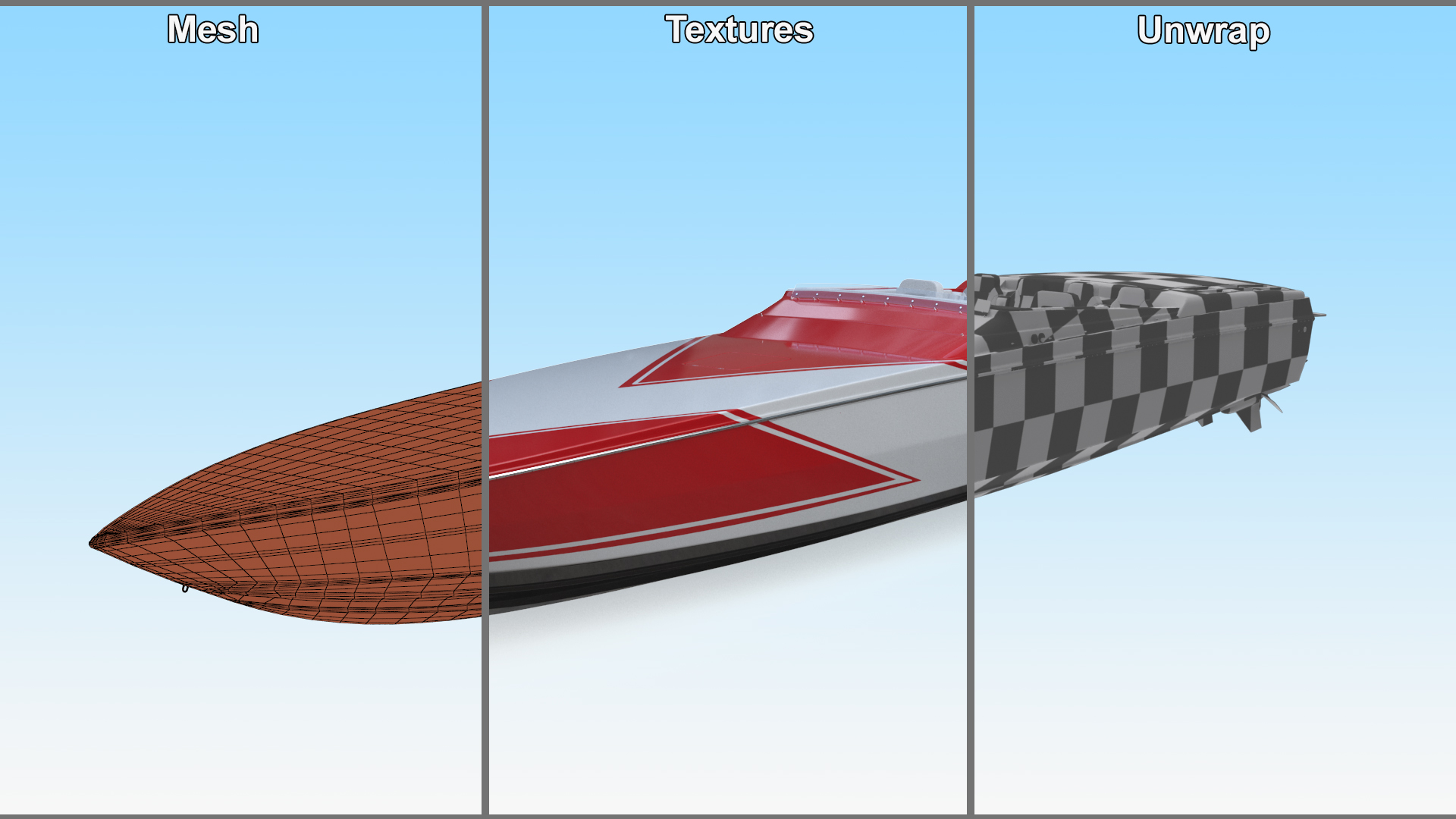 3D Speedboat Red model