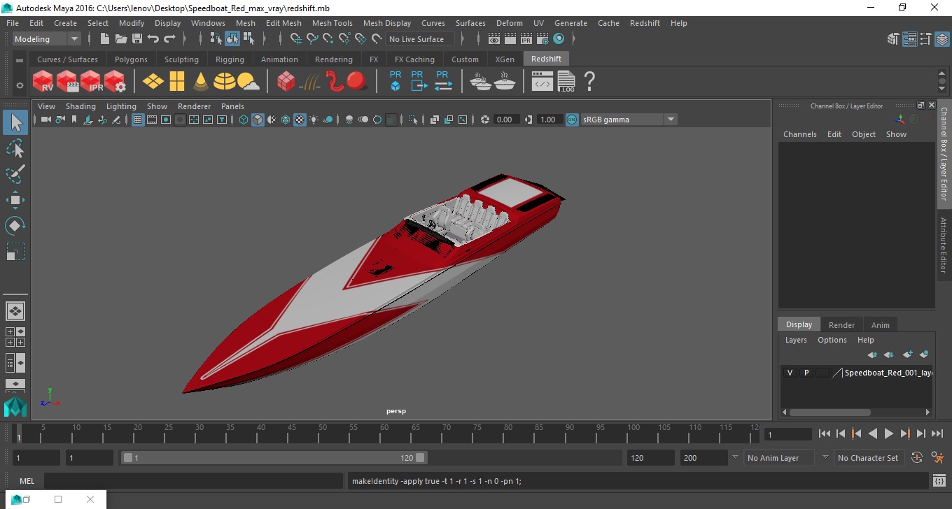 3D Speedboat Red model