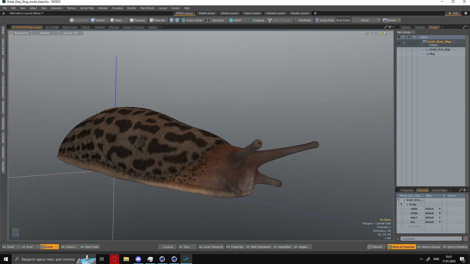 3D model Great Grey Slug