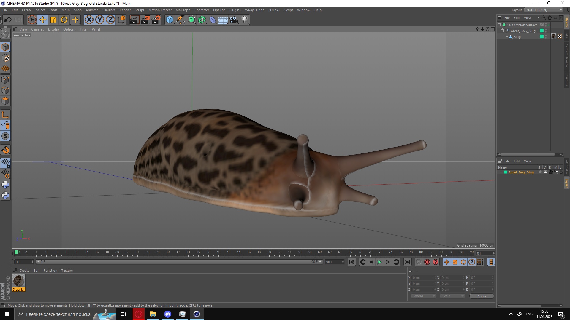3D model Great Grey Slug