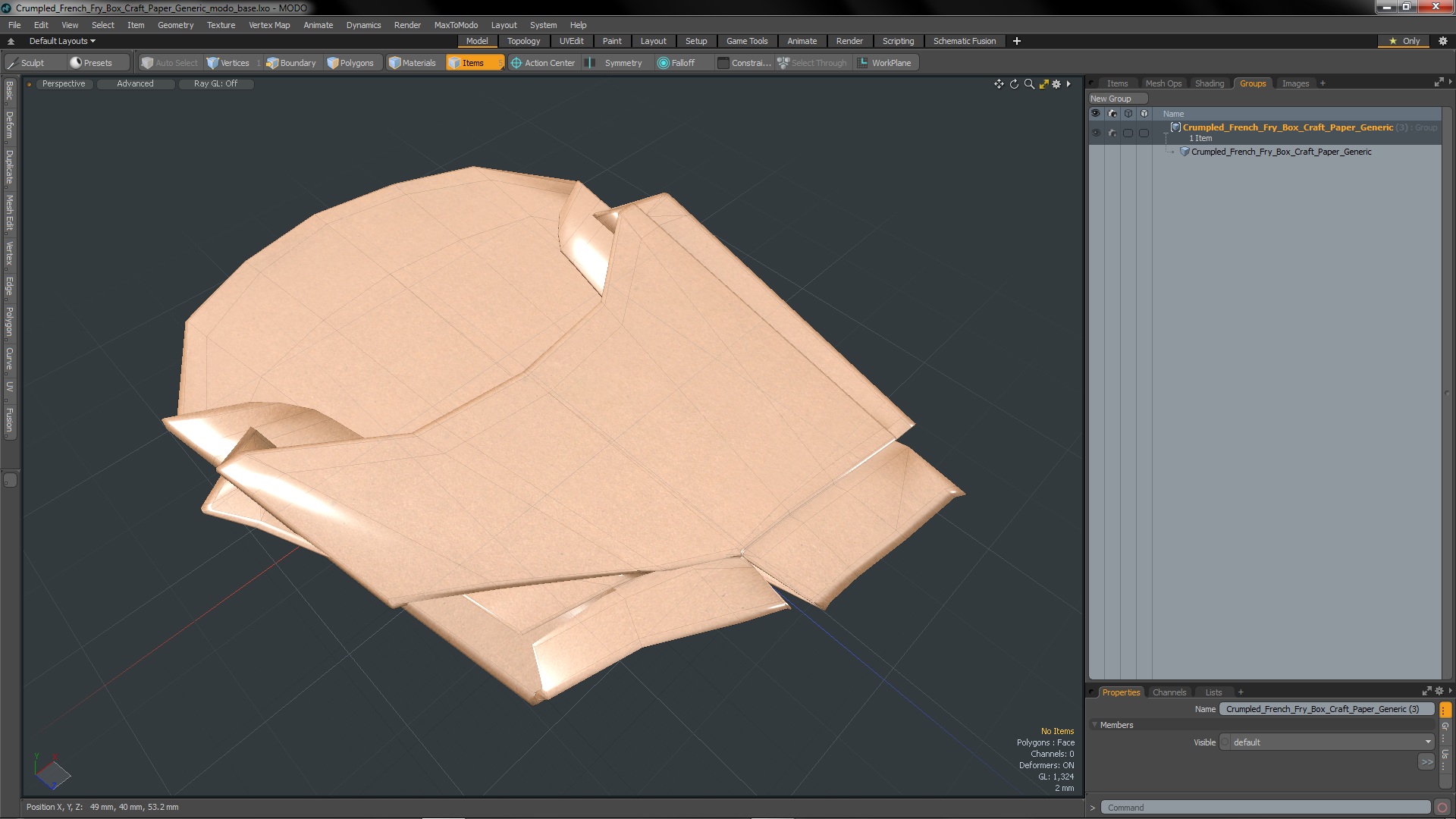 3D Crumpled French Fry Box Craft Paper Generic model