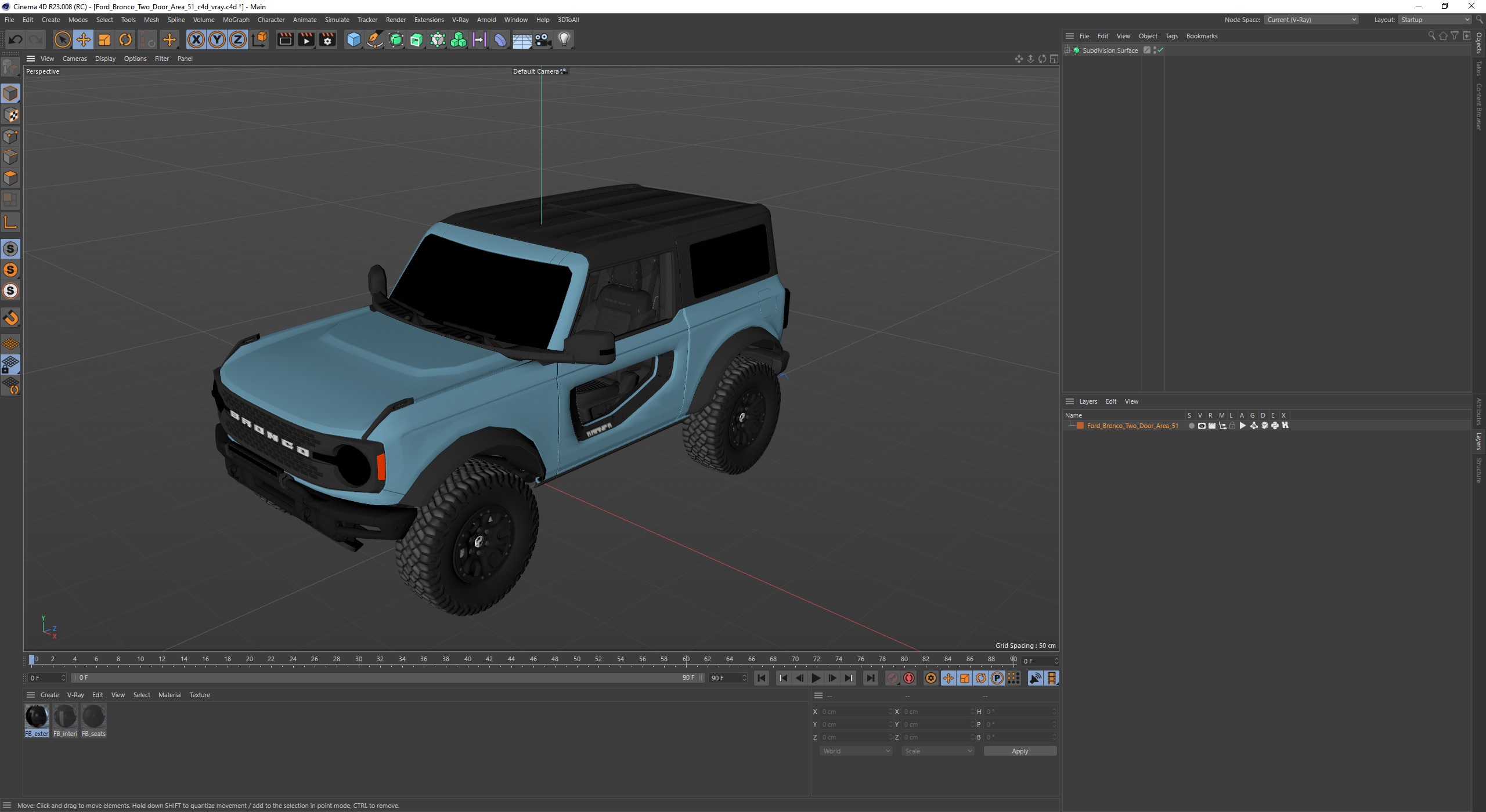 3D Ford Bronco Two Door Area 51 model