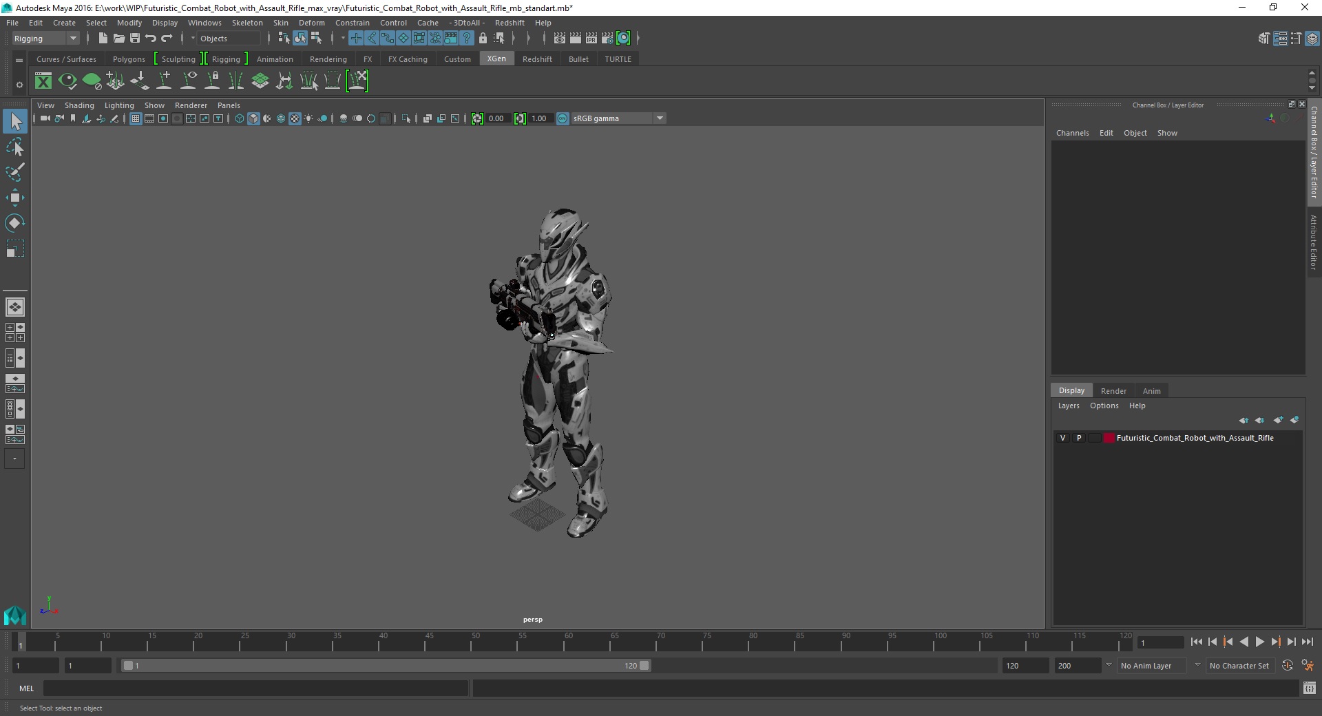 Futuristic Combat Robot with Assault Rifle 3D