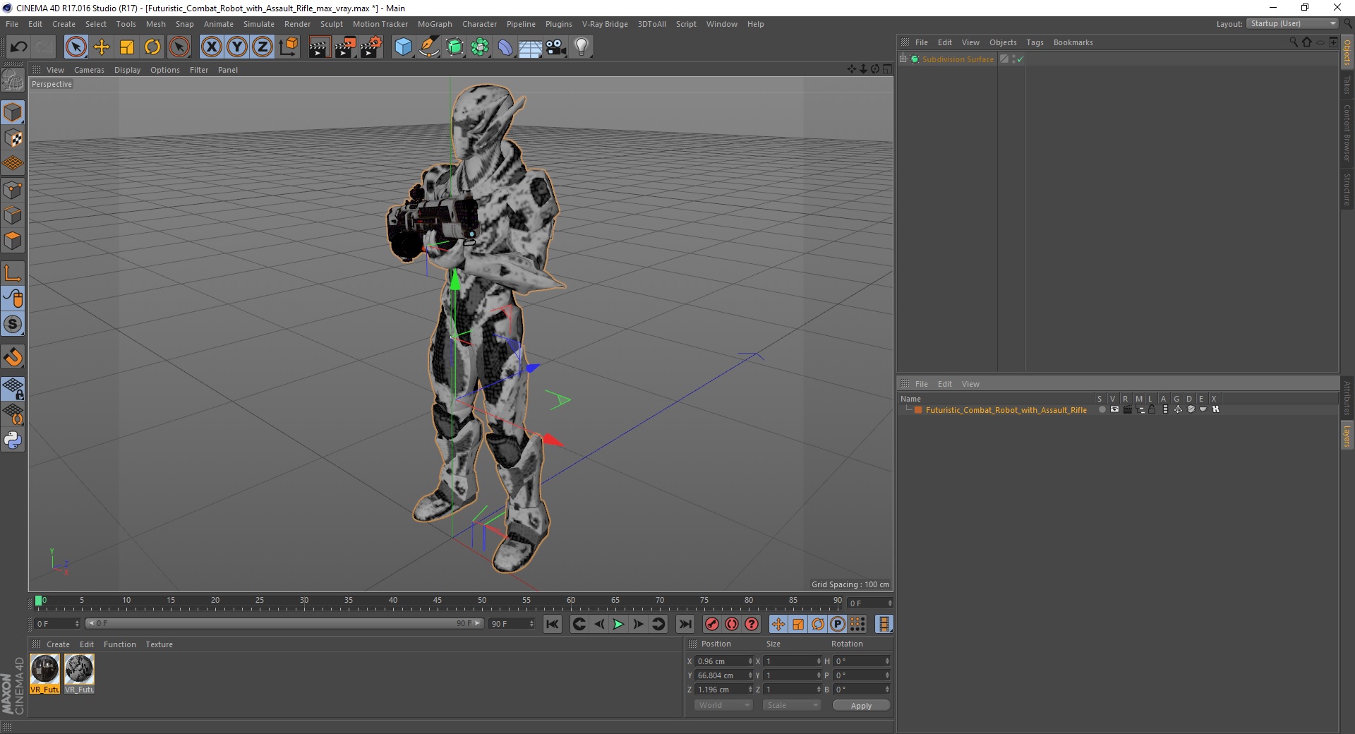 Futuristic Combat Robot with Assault Rifle 3D