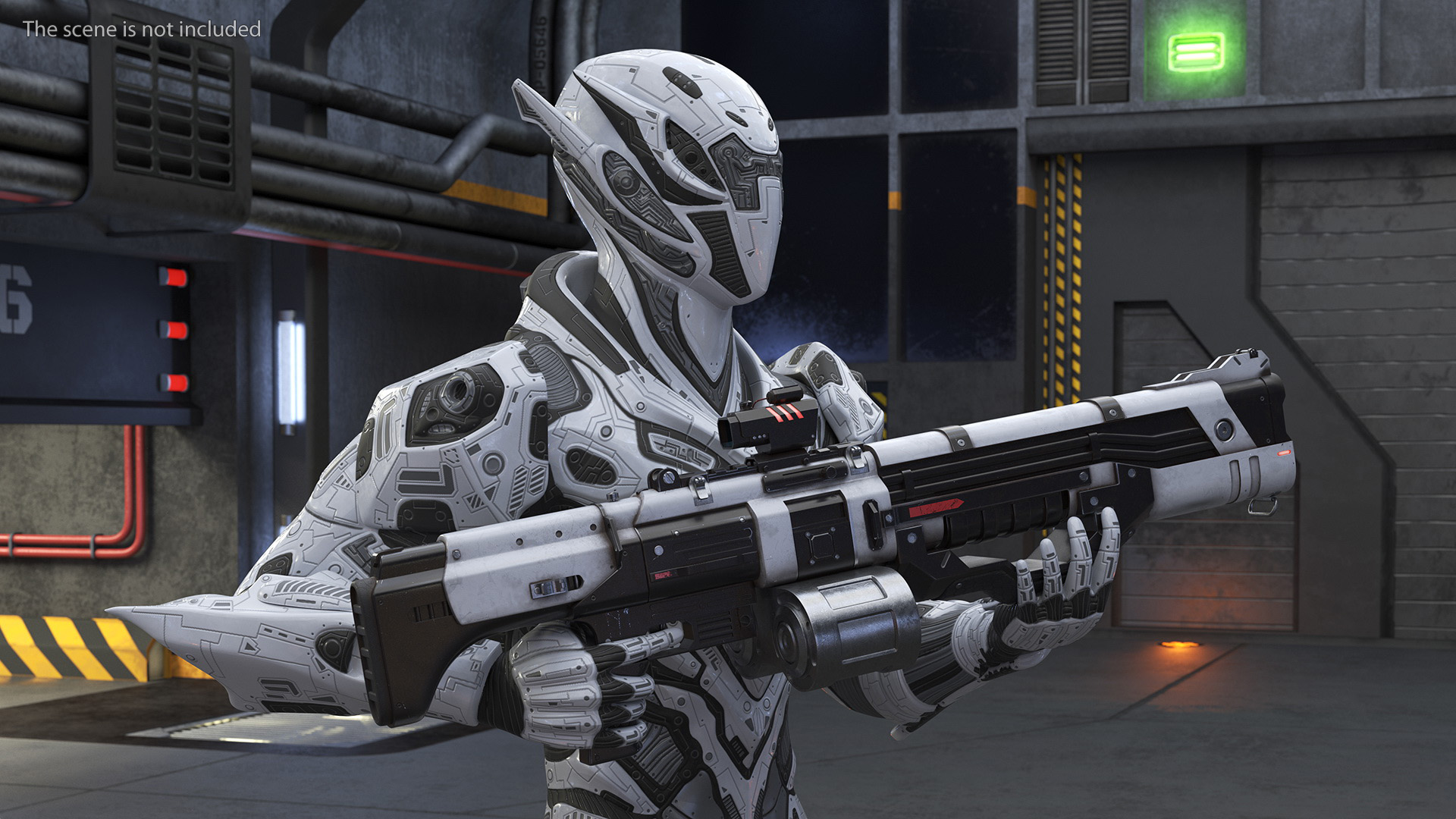 Futuristic Combat Robot with Assault Rifle 3D