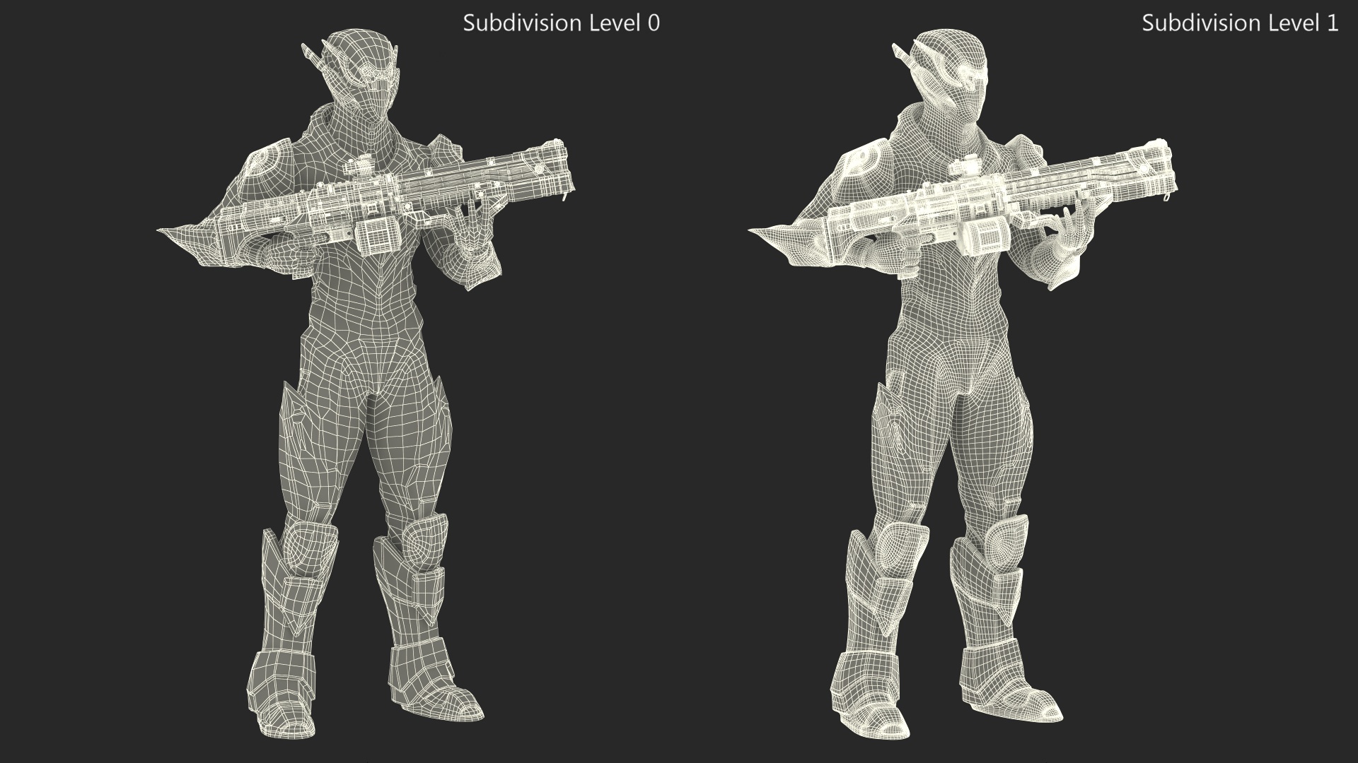 Futuristic Combat Robot with Assault Rifle 3D