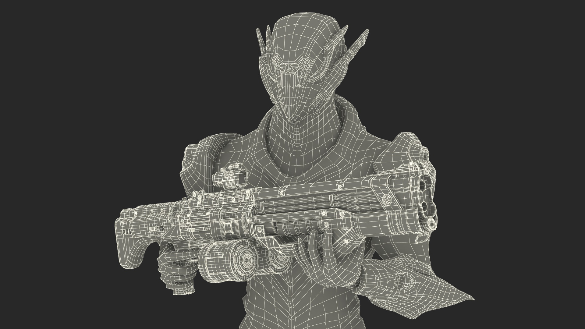 Futuristic Combat Robot with Assault Rifle 3D
