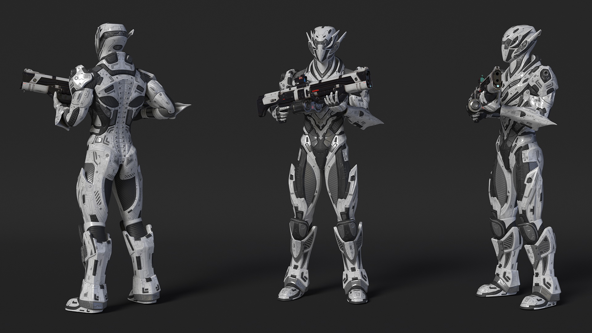 Futuristic Combat Robot with Assault Rifle 3D