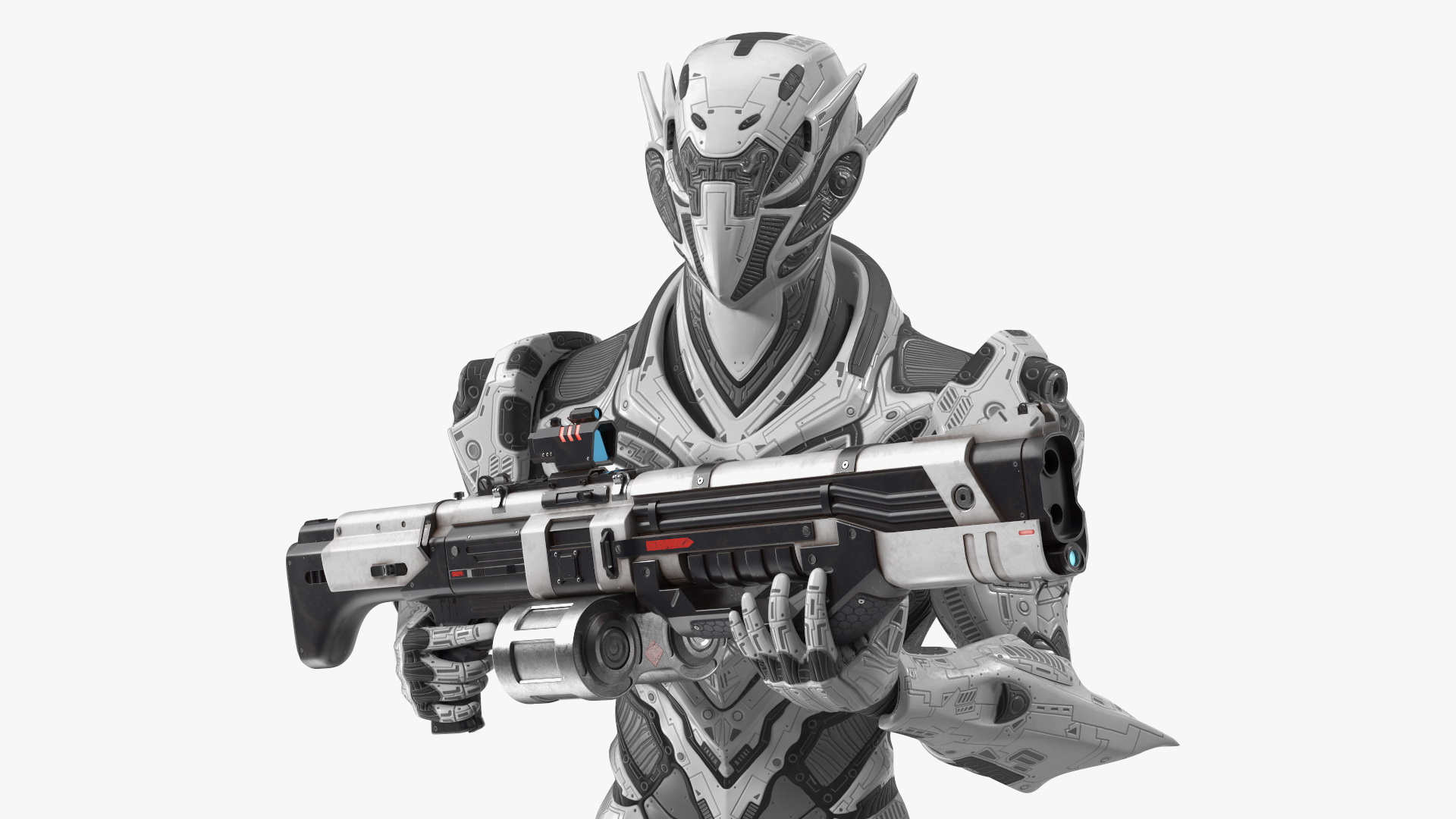Futuristic Combat Robot with Assault Rifle 3D