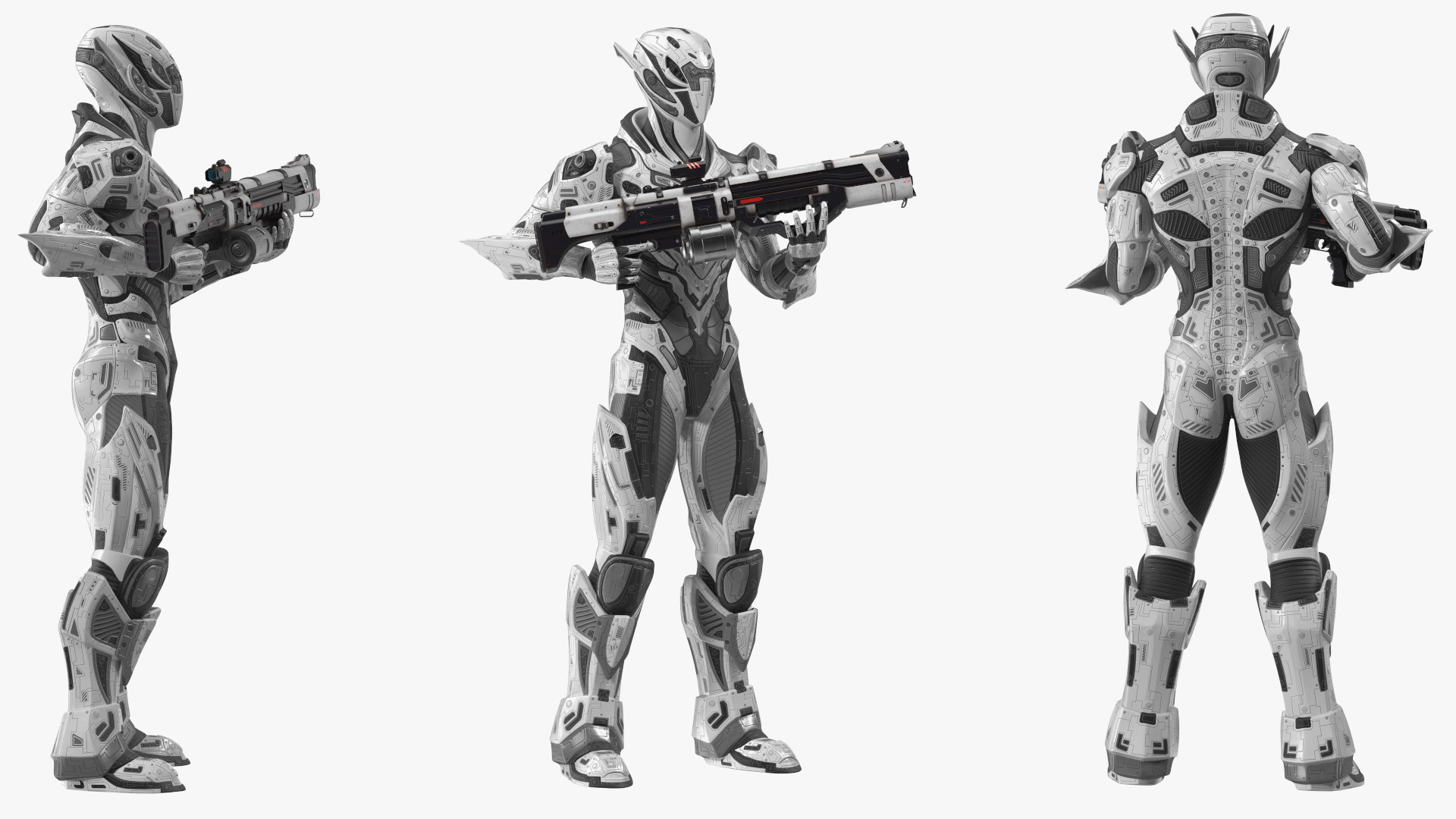 Futuristic Combat Robot with Assault Rifle 3D