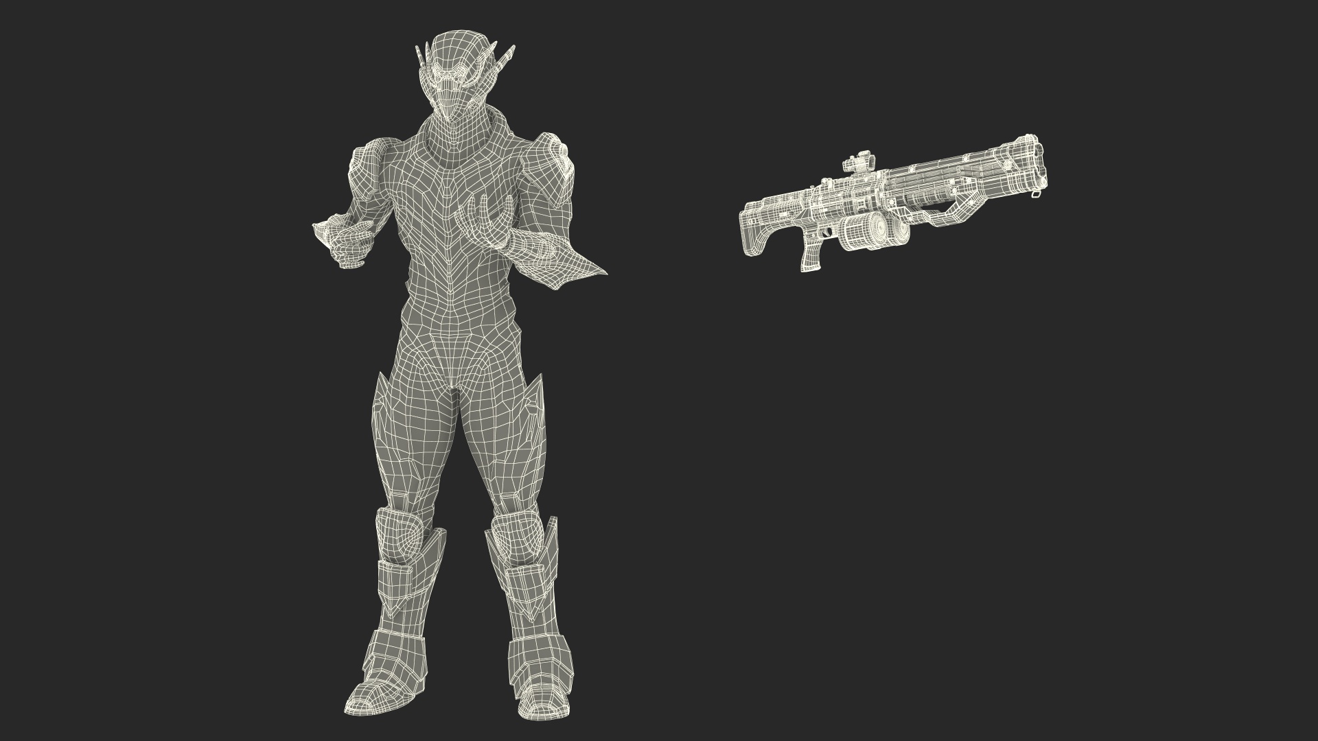 Futuristic Combat Robot with Assault Rifle 3D