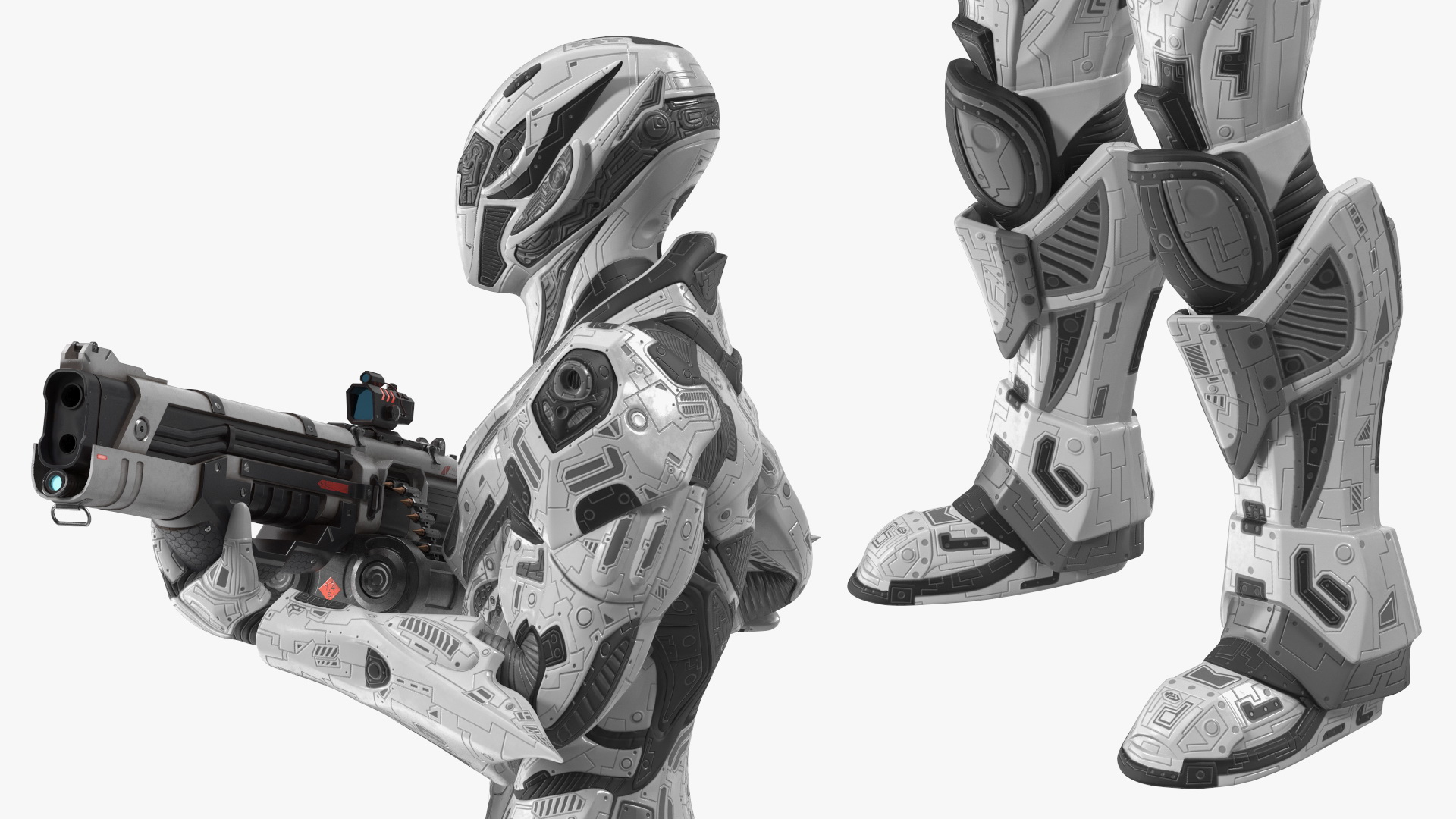 Futuristic Combat Robot with Assault Rifle 3D
